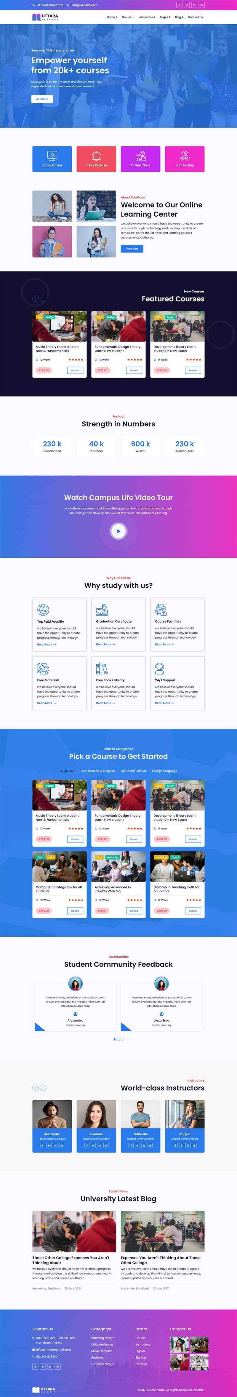 bootstrap响应式大学在线课程网站HTML模板冒泡网-中创网-项目资源网-资源之家-项目资源网-资源之家-副业项目-手机搬砖-中创网-无货源电商-创业项目-抖音工具箱-搬砖项目-网络赚钱网创矩阵局-网赚冒泡网-福缘网-中创网-知识街网站