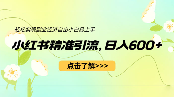 小红书精准引流：轻松实现副业经济自由（教程 + 1153G 资源）冒泡网-中创网-项目资源网-资源之家-项目资源网-资源之家-副业项目-手机搬砖-中创网-无货源电商-创业项目-抖音工具箱-搬砖项目-网络赚钱网创矩阵局-网赚冒泡网-福缘网-中创网-知识街网站