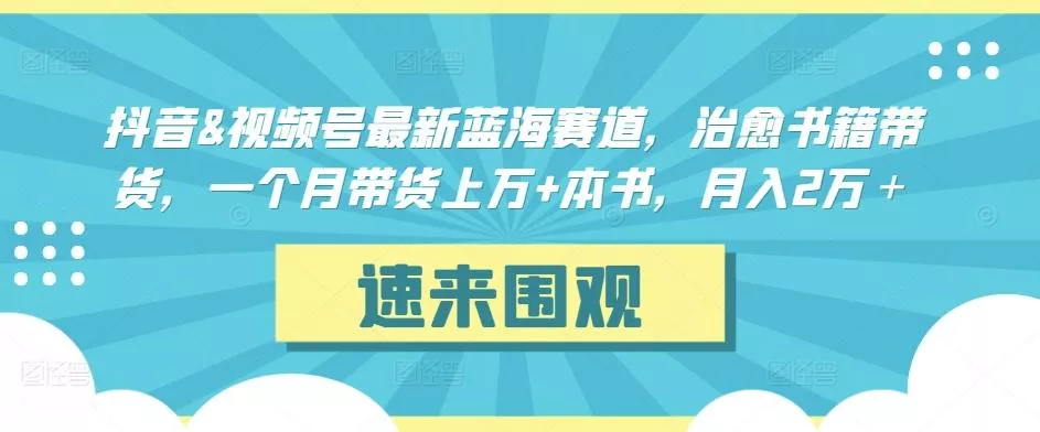 抖音&视频号最新蓝海赛道,治愈书籍带货,一个月带货上万+本书,月入2万+【揭秘】-网创项目孵化中心 抖音&视频号最新蓝海赛道,治愈书籍带货,一个月带货上万+本书,月入2万+【揭秘】-网创项目孵化中心