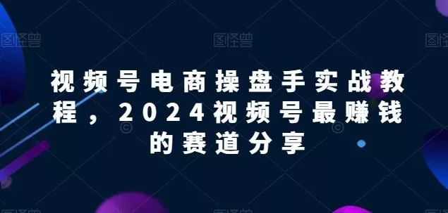视频号电商实战教程，2024视频号最赚钱的赛道分享创业-网创-互联网创业-福缘论坛-冒泡网赚-中赚网-短视频等网络赚钱课程-免费分享网络创业项目-聚合知识付费VIP创业课程网创项目孵化中心