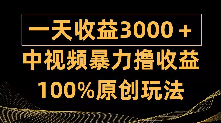 (9696期)中视频暴力撸收益，日入3000＋，100%原创玩法，小白轻松上手多种变现方式创业-网创-互联网创业-福缘论坛-冒泡网赚-中赚网-短视频等网络赚钱课程-免费分享网络创业项目-聚合知识付费VIP创业课程网创项目孵化中心