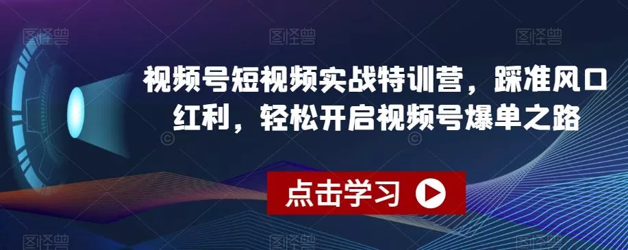 视频号短视频实战特训营，踩准风口红利，轻松开启视频号爆单之路创业-网创-互联网创业-福缘论坛-冒泡网赚-中赚网-短视频等网络赚钱课程-免费分享网络创业项目-聚合知识付费VIP创业课程网创项目孵化中心