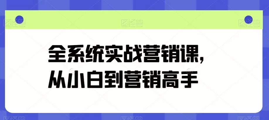 全系统实战营销课,从小白到营销高手-网创项目孵化中心 全系统实战营销课,从小白到营销高手-网创项目孵化中心