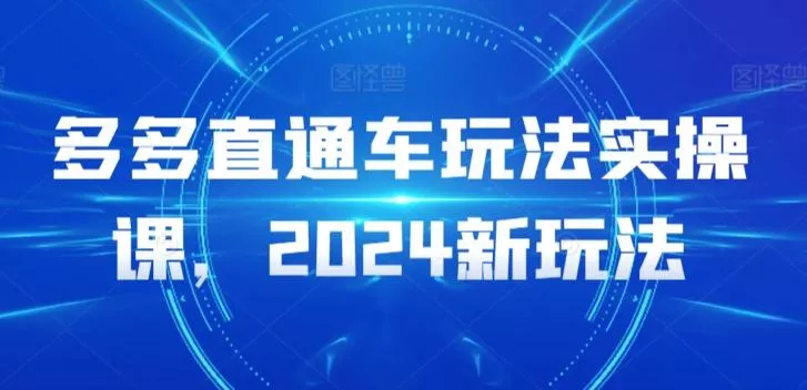 多多直通车玩法实操课,2024新玩法-网创项目孵化中心 多多直通车玩法实操课,2024新玩法-网创项目孵化中心