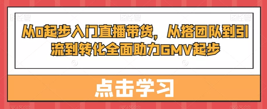 从0起步入门直播带货,从搭团队到引流到转化全面助力GMV起步-网创项目孵化中心 从0起步入门直播带货,从搭团队到引流到转化全面助力GMV起步-网创项目孵化中心
