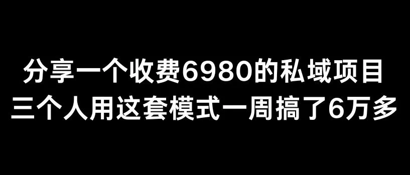 分享一个外面卖6980的私域项目三个人用这套模式一周搞了6万多【揭秘】-网创项目孵化中心 分享一个外面卖6980的私域项目三个人用这套模式一周搞了6万多【揭秘】-网创项目孵化中心
