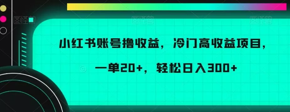 小红书账号撸收益,冷门高收益项目,一单20+,轻松日入300+【揭秘】-网创项目孵化中心 小红书账号撸收益,冷门高收益项目,一单20+,轻松日入300+【揭秘】-网创项目孵化中心
