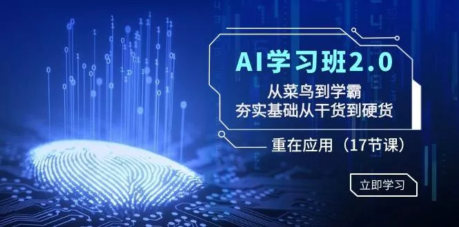 AI学习班2.0:从菜鸟到学霸,夯实基础从干货到硬货,重在应用(17节课)创业-网创-互联网创业-福缘论坛-冒泡网赚-中赚网-短视频等网络赚钱课程-免费分享网络创业项目-聚合知识付费VIP创业课程网创项目孵化中心