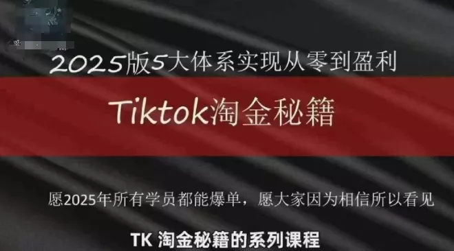 TikTok跨境2025淘金秘籍，​2025TikTok从0到盈利变现创业-网创-互联网创业-福缘论坛-冒泡网赚-中赚网-短视频等网络赚钱课程-免费分享网络创业项目-聚合知识付费VIP创业课程网创项目孵化中心