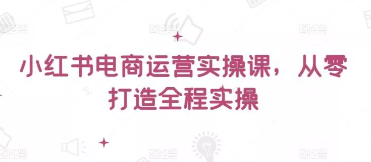 小红书电商运营实操课,从零打造全程实操-网创项目孵化中心 小红书电商运营实操课,从零打造全程实操-网创项目孵化中心