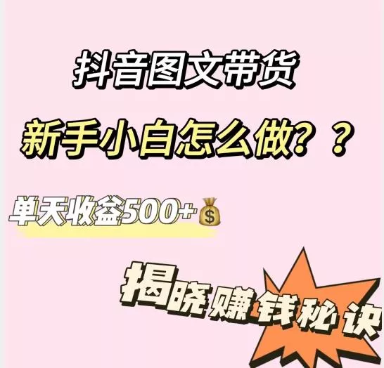 抖音图文带货,新手小白怎么做?单天收益500+【揭秘赚钱秘诀】-网创项目孵化中心 抖音图文带货,新手小白怎么做?单天收益500+【揭秘赚钱秘诀】-网创项目孵化中心