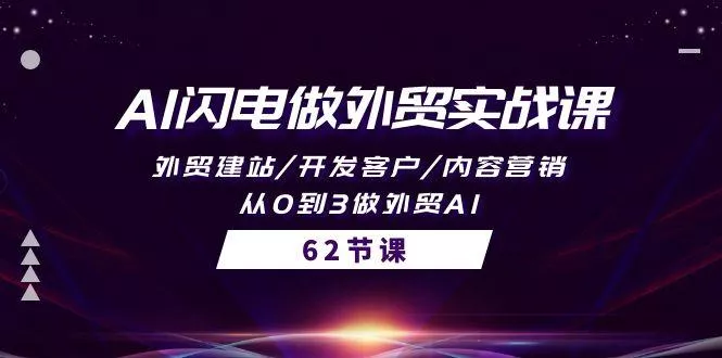 (10049期)AI闪电做外贸实战课,外贸建站/开发客户/内容营销/从0到3做外贸AI-62节创业-网创-互联网创业-福缘论坛-冒泡网赚-中赚网-短视频等网络赚钱课程-免费分享网络创业项目-聚合知识付费VIP创业课程网创项目孵化中心