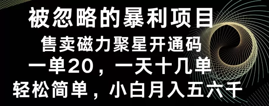 被忽略的暴利项目!售卖磁力聚星开通码,一单20,一天十几单,轻松月入五六千-网创项目孵化中心 被忽略的暴利项目!售卖磁力聚星开通码,一单20,一天十几单,轻松月入五六千-网创项目孵化中心