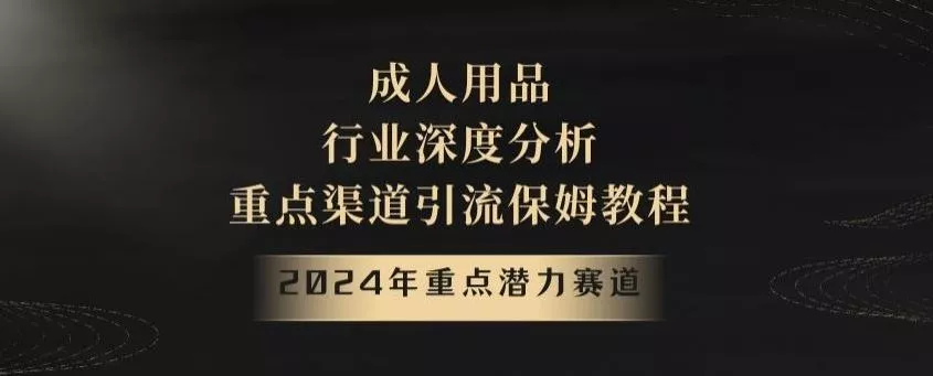 2024年重点潜力赛道，成人用品行业深度分析，重点渠道引流保姆教程【揭秘】创业-网创-互联网创业-福缘论坛-冒泡网赚-中赚网-短视频等网络赚钱课程-免费分享网络创业项目-聚合知识付费VIP创业课程网创项目孵化中心