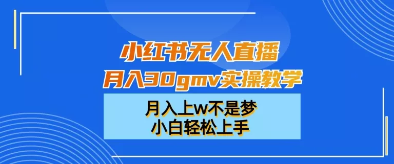 小红书无人直播月入30gmv实操教学,月入上w不是梦,小白轻松上手【揭秘】-网创项目孵化中心 小红书无人直播月入30gmv实操教学,月入上w不是梦,小白轻松上手【揭秘】-网创项目孵化中心