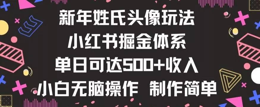 新年姓氏头像新玩法，小红书0-1搭建暴力掘金体系，小白日入500零花钱【揭秘】创业-网创-互联网创业-福缘论坛-冒泡网赚-中赚网-短视频等网络赚钱课程-免费分享网络创业项目-聚合知识付费VIP创业课程网创项目孵化中心