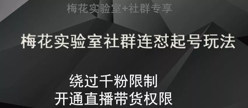 梅花实验室社群连怼起号玩法，视频号绕过千粉限制，开通直播带货权限【揭秘】创业-网创-互联网创业-福缘论坛-冒泡网赚-中赚网-短视频等网络赚钱课程-免费分享网络创业项目-聚合知识付费VIP创业课程网创项目孵化中心