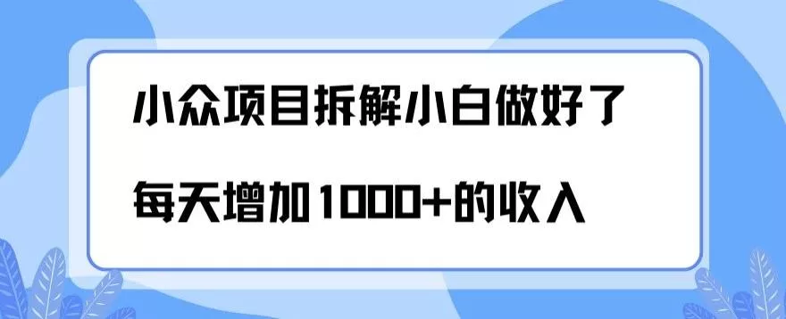小众项目拆解，小白做好了每天可增加1000多的收入创业-网创-互联网创业-福缘论坛-冒泡网赚-中赚网-短视频等网络赚钱课程-免费分享网络创业项目-聚合知识付费VIP创业课程网创项目孵化中心