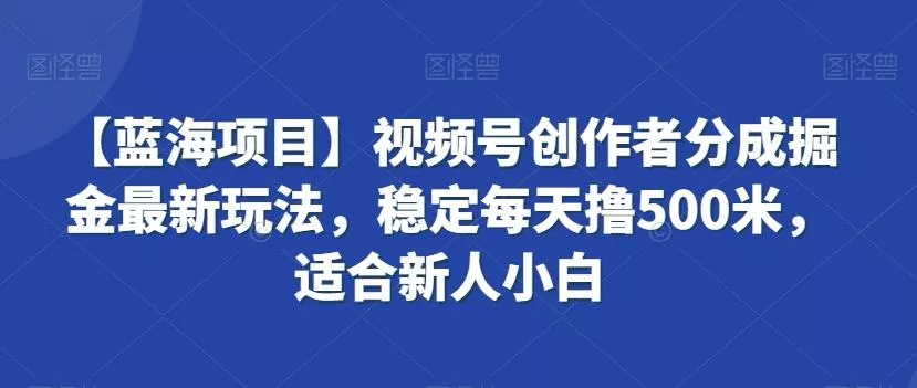 【蓝海项目】视频号创作者分成掘金最新玩法，稳定每天撸500米，适合新人小白【揭秘】创业-网创-互联网创业-福缘论坛-冒泡网赚-中赚网-短视频等网络赚钱课程-免费分享网络创业项目-聚合知识付费VIP创业课程网创项目孵化中心