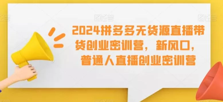 2024拼多多无货源直播带货创业密训营,新风口,普通人直播创业密训营-网创项目孵化中心 2024拼多多无货源直播带货创业密训营,新风口,普通人直播创业密训营-网创项目孵化中心