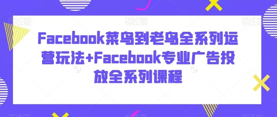 Facebook菜鸟到老鸟全系列运营玩法+Facebook专业广告投放全系列课程创业-网创-互联网创业-福缘论坛-冒泡网赚-中赚网-短视频等网络赚钱课程-免费分享网络创业项目-聚合知识付费VIP创业课程网创项目孵化中心