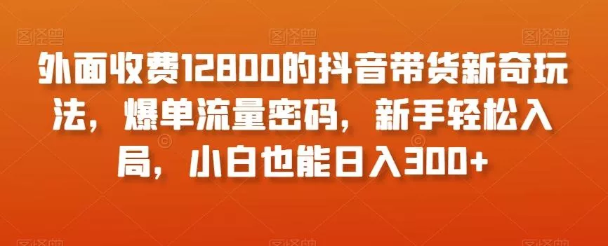 外面收费12800的抖音带货新奇玩法，爆单流量密码，新手轻松入局，小白也能日入300+【揭秘】创业-网创-互联网创业-福缘论坛-冒泡网赚-中赚网-短视频等网络赚钱课程-免费分享网络创业项目-聚合知识付费VIP创业课程网创项目孵化中心