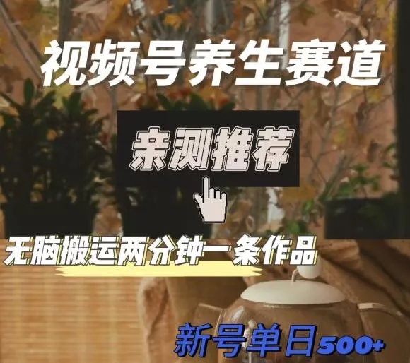 视频号养生赛道暴力掘金，无脑搬运，两分钟一条作品-新日单入500+创业-网创-互联网创业-福缘论坛-冒泡网赚-中赚网-短视频等网络赚钱课程-免费分享网络创业项目-聚合知识付费VIP创业课程网创项目孵化中心