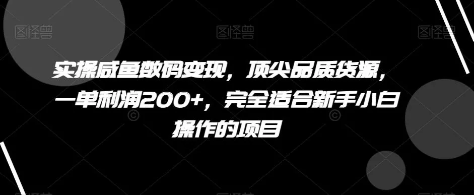 实操咸鱼数码变现,顶尖品质货源,一单利润200+,完全适合新手小白操作的项目【揭秘】-网创项目孵化中心 实操咸鱼数码变现,顶尖品质货源,一单利润200+,完全适合新手小白操作的项目【揭秘】-网创项目孵化中心