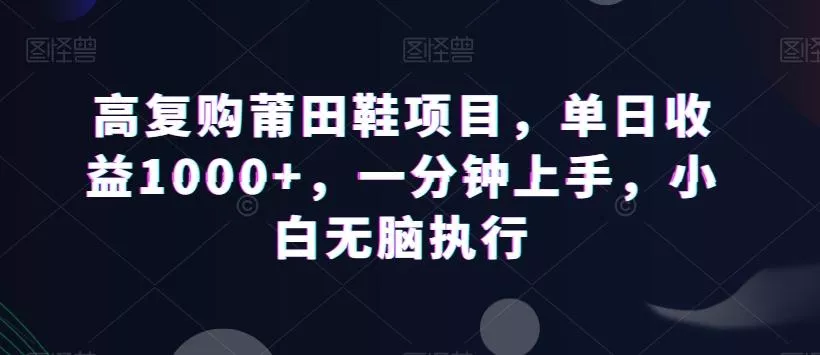高复购莆田鞋项目,单日收益1000+,一分钟上手,小白无脑执行-网创项目孵化中心 高复购莆田鞋项目,单日收益1000+,一分钟上手,小白无脑执行-网创项目孵化中心