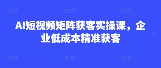 AI短视频矩阵获客实操课,企业低成本精准获客-网创项目孵化中心 AI短视频矩阵获客实操课,企业低成本精准获客-网创项目孵化中心
