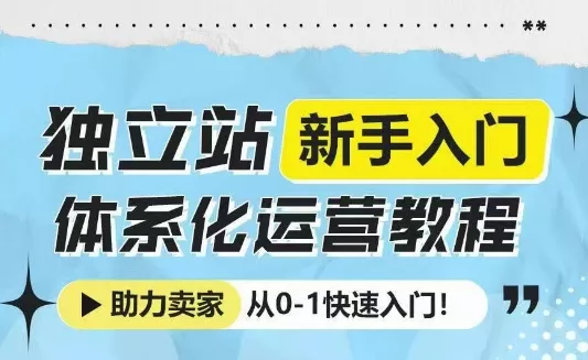 独立站新手入门体系化运营教程,助力独立站卖家从0-1快速入门!-网创项目孵化中心 独立站新手入门体系化运营教程,助力独立站卖家从0-1快速入门!-网创项目孵化中心