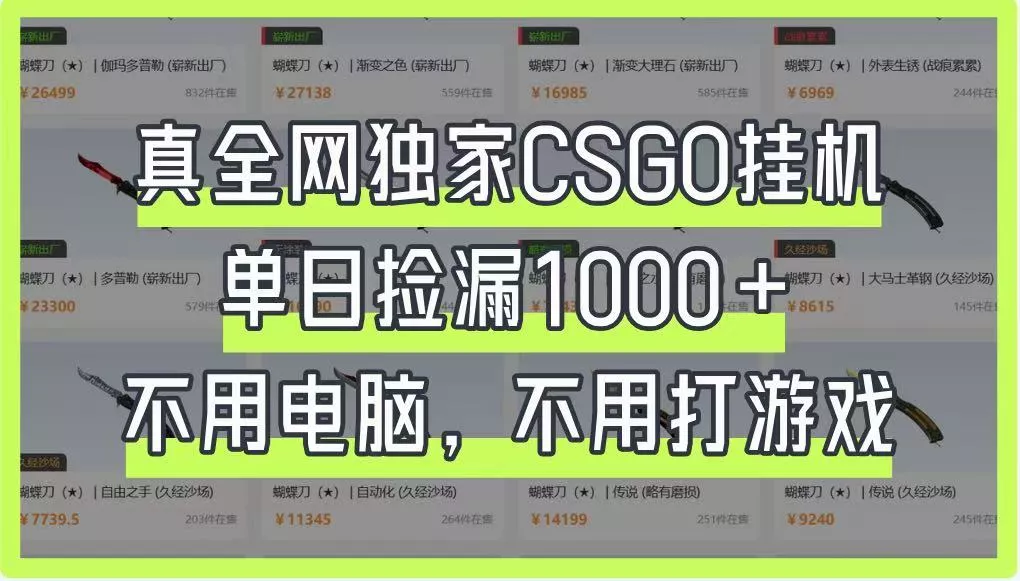 真全网独家CSGO挂机，单日捡漏1000+，不用电脑，不用养号创业-网创-互联网创业-福缘论坛-冒泡网赚-中赚网-短视频等网络赚钱课程-免费分享网络创业项目-聚合知识付费VIP创业课程网创项目孵化中心