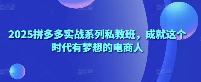 2025拼多多实战系列私教班，成就这个时代有梦想的电商人创业-网创-互联网创业-福缘论坛-冒泡网赚-中赚网-短视频等网络赚钱课程-免费分享网络创业项目-聚合知识付费VIP创业课程网创项目孵化中心