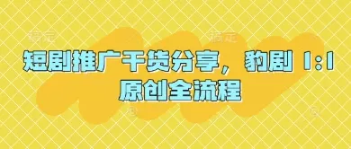 短剧推广干货分享，豹剧 1:1原创全流程创业-网创-互联网创业-福缘论坛-冒泡网赚-中赚网-短视频等网络赚钱课程-免费分享网络创业项目-聚合知识付费VIP创业课程网创项目孵化中心