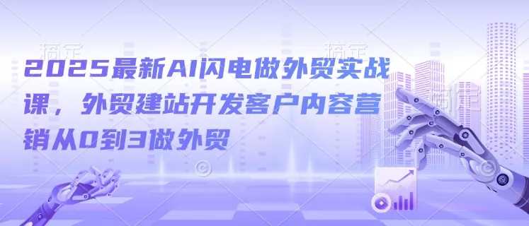 2025最新AI闪电做外贸实战课，外贸建站开发客户内容营销从0到3做外贸创业-网创-互联网创业-福缘论坛-冒泡网赚-中赚网-短视频等网络赚钱课程-免费分享网络创业项目-聚合知识付费VIP创业课程网创项目孵化中心