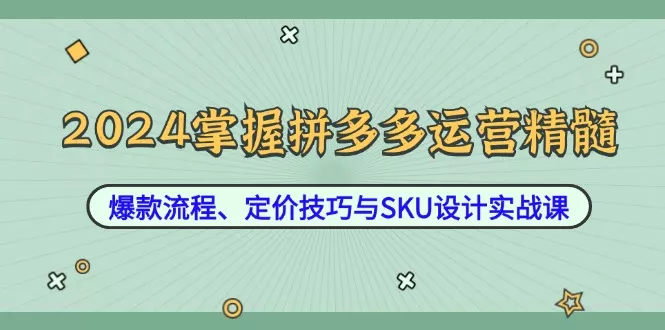 2024掌握拼多多运营精髓：爆款流程、定价技巧与SKU设计实战课创业-网创-互联网创业-福缘论坛-冒泡网赚-中赚网-短视频等网络赚钱课程-免费分享网络创业项目-聚合知识付费VIP创业课程网创项目孵化中心