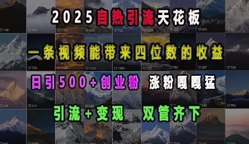 2025自热引流天花板,一条视频能带来四位数的收益,引流+变现双管齐下,日引500+创业粉,涨粉嘎嘎猛-网创项目孵化中心 2025自热引流天花板,一条视频能带来四位数的收益,引流+变现双管齐下,日引500+创业粉,涨粉嘎嘎猛-网创项目孵化中心