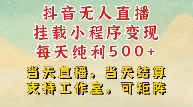 抖音无人直播挂载小程序变现每天纯利500+当天直播,当天结算支持工作室,可矩阵【揭秘】-网创项目孵化中心 抖音无人直播挂载小程序变现每天纯利500+当天直播,当天结算支持工作室,可矩阵【揭秘】-网创项目孵化中心