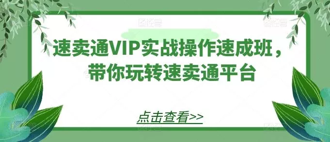 速卖通VIP实战操作速成班，带你玩转速卖通平台创业-网创-互联网创业-福缘论坛-冒泡网赚-中赚网-短视频等网络赚钱课程-免费分享网络创业项目-聚合知识付费VIP创业课程网创项目孵化中心