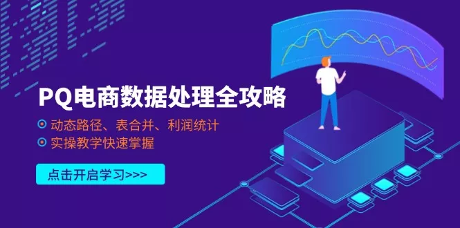 PQ电商数据处理全攻略，动态路径、表合并、利润统计，实操教学快速掌握创业-网创-互联网创业-福缘论坛-冒泡网赚-中赚网-短视频等网络赚钱课程-免费分享网络创业项目-聚合知识付费VIP创业课程网创项目孵化中心