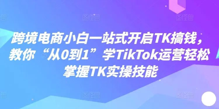 跨境电商小白一站式开启TK搞钱,教你“从0到1”学TikTok运营轻松掌握TK实操技能-网创项目孵化中心 跨境电商小白一站式开启TK搞钱,教你“从0到1”学TikTok运营轻松掌握TK实操技能-网创项目孵化中心