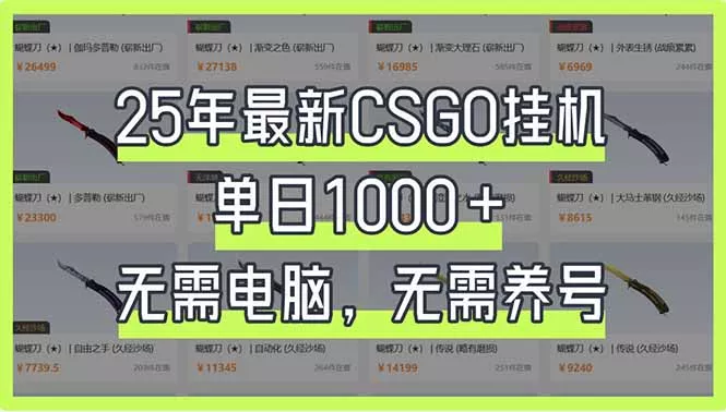 25年最新CSGO挂机系统，单日1000+，无需电脑，无需养号，0基础可上手创业-网创-互联网创业-福缘论坛-冒泡网赚-中赚网-短视频等网络赚钱课程-免费分享网络创业项目-聚合知识付费VIP创业课程网创项目孵化中心