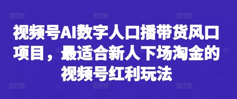 视频号AI数字人口播带货风口项目,最适合新人下场淘金的视频号红利玩法-网创项目孵化中心 视频号AI数字人口播带货风口项目,最适合新人下场淘金的视频号红利玩法-网创项目孵化中心