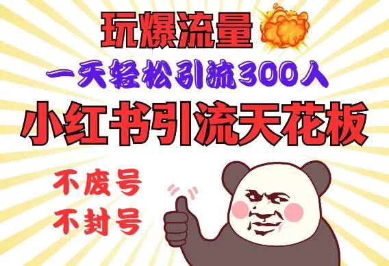 小红书引流天花板,玩爆流量,一天轻松引流300人,安全操作-网创项目孵化中心 小红书引流天花板,玩爆流量,一天轻松引流300人,安全操作-网创项目孵化中心
