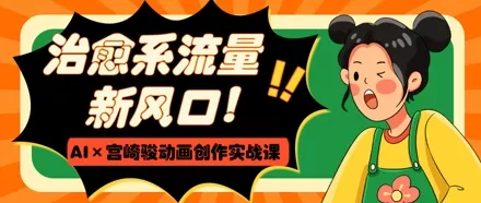 治愈系流量新风口，AI+宫崎骏动画创作实战课，从0到1打造爆款视频创业-网创-互联网创业-福缘论坛-冒泡网赚-中赚网-短视频等网络赚钱课程-免费分享网络创业项目-聚合知识付费VIP创业课程网创项目孵化中心