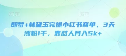 即梦+林黛玉完爆小红书商单，3天涨粉1千，靠怼人月入5k+创业-网创-互联网创业-福缘论坛-冒泡网赚-中赚网-短视频等网络赚钱课程-免费分享网络创业项目-聚合知识付费VIP创业课程网创项目孵化中心