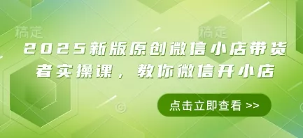 2025新版原创微信小店带货者实操课，教你微信开小店创业-网创-互联网创业-福缘论坛-冒泡网赚-中赚网-短视频等网络赚钱课程-免费分享网络创业项目-聚合知识付费VIP创业课程网创项目孵化中心