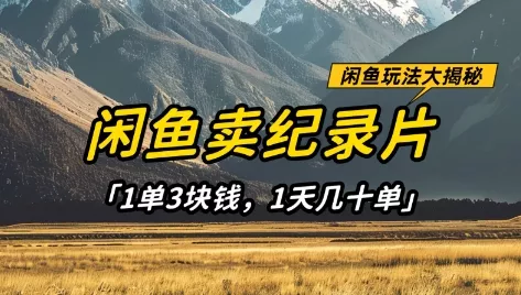 闲鱼卖纪录片1单3块钱，1天几十单，项目稳定有潜力创业-网创-互联网创业-福缘论坛-冒泡网赚-中赚网-短视频等网络赚钱课程-免费分享网络创业项目-聚合知识付费VIP创业课程网创项目孵化中心