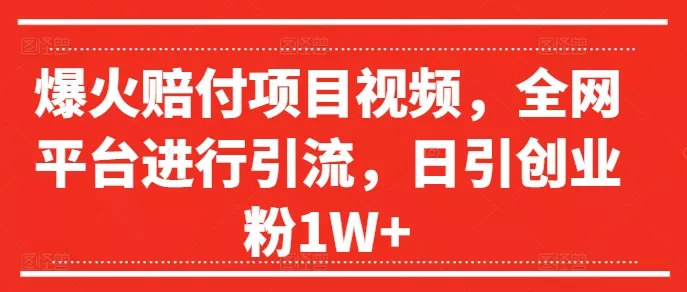 爆火赔付项目视频,全网平台进行引流,日引创业粉1W+【揭秘】-网创项目孵化中心 爆火赔付项目视频,全网平台进行引流,日引创业粉1W+【揭秘】-网创项目孵化中心