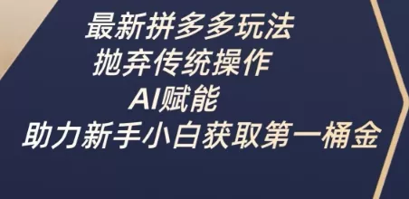 最新拼多多玩法，抛弃传统操作，AI赋能，助力新手小白获取第一桶金创业-网创-互联网创业-福缘论坛-冒泡网赚-中赚网-短视频等网络赚钱课程-免费分享网络创业项目-聚合知识付费VIP创业课程网创项目孵化中心